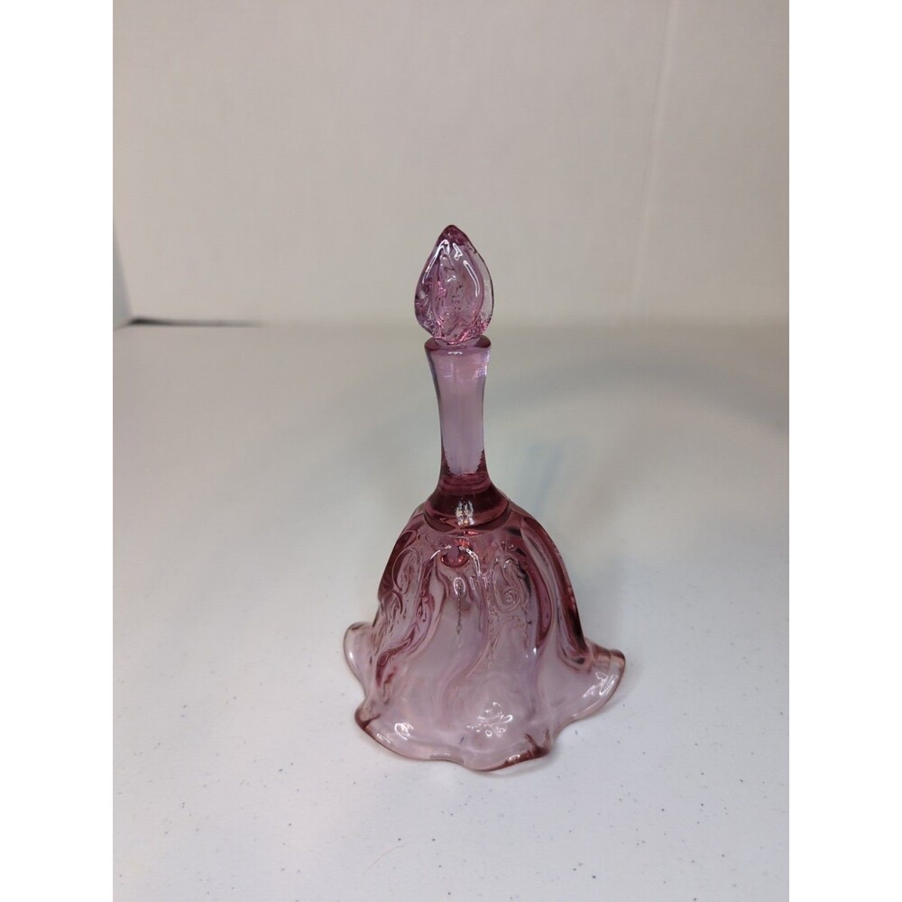 Vintage Fenton Art Glass Temple Dusty Rose Cabbage Bell Ruffled Base W/ Sticker - Picture 2 of 9